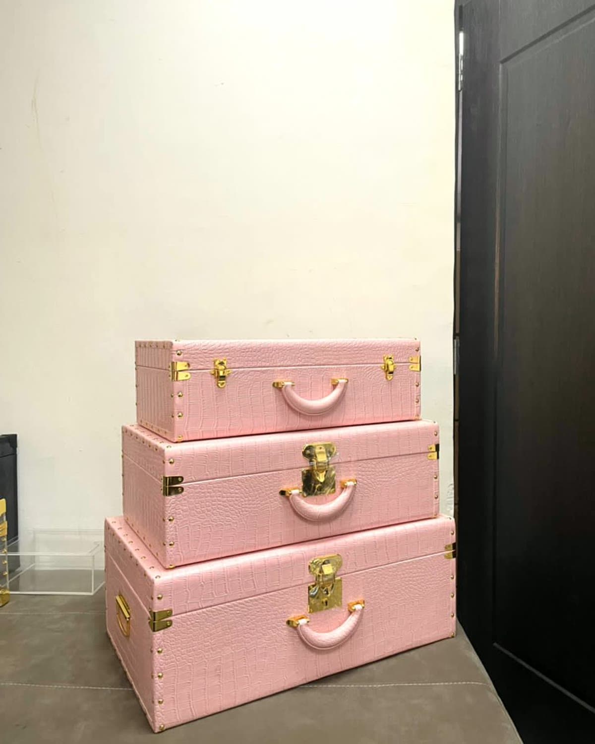 Blush-pink keepsake trunks