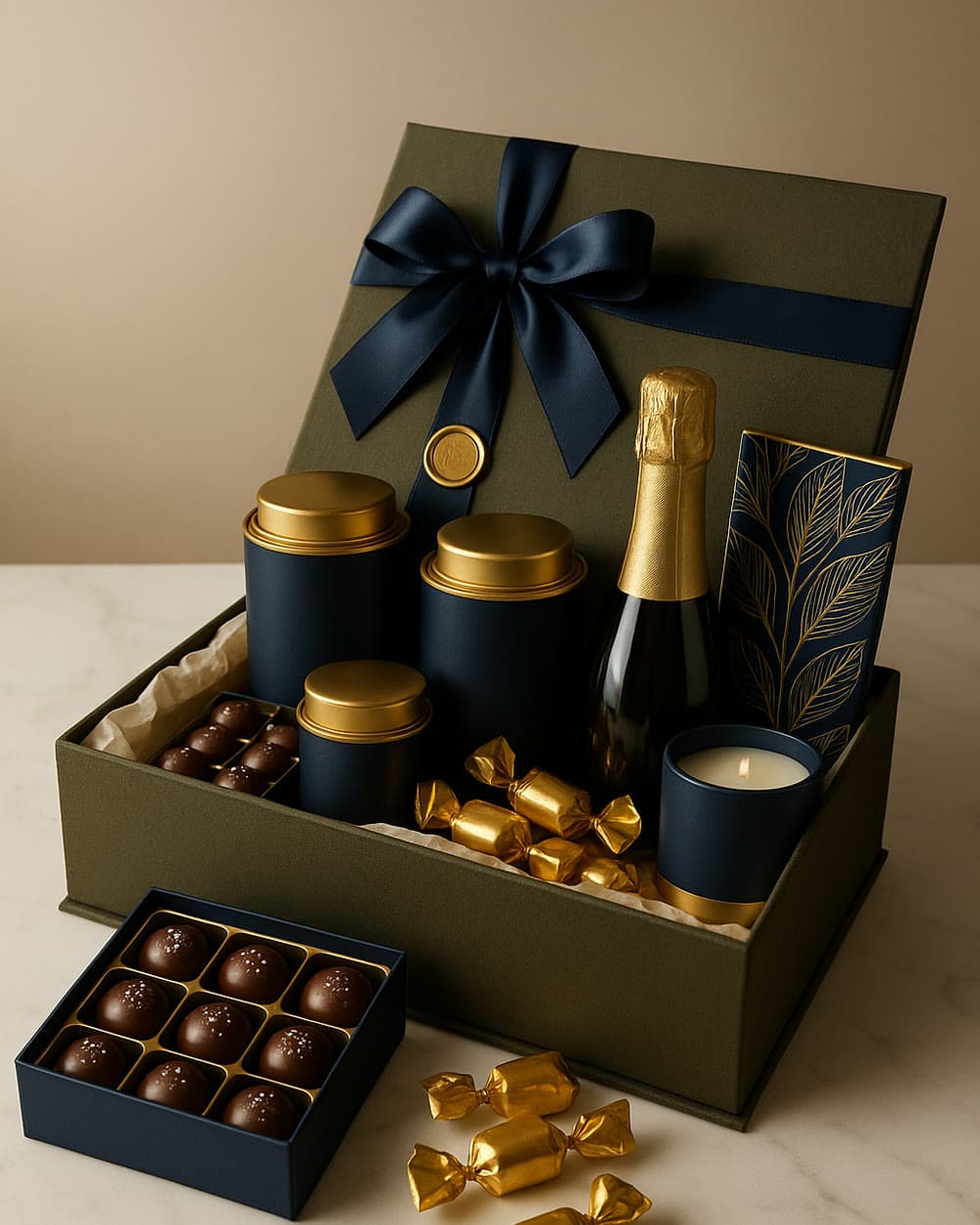 Blue & Gold hamper, composed