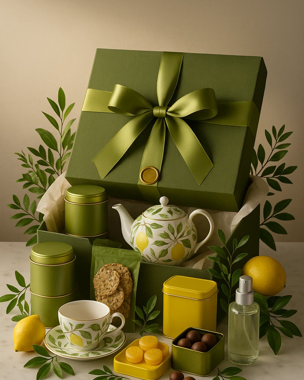 Green & Yellow hamper, composed