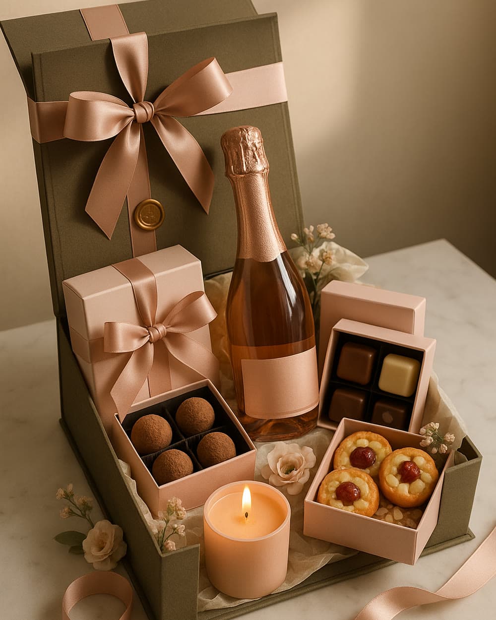 Pink hamper, composed