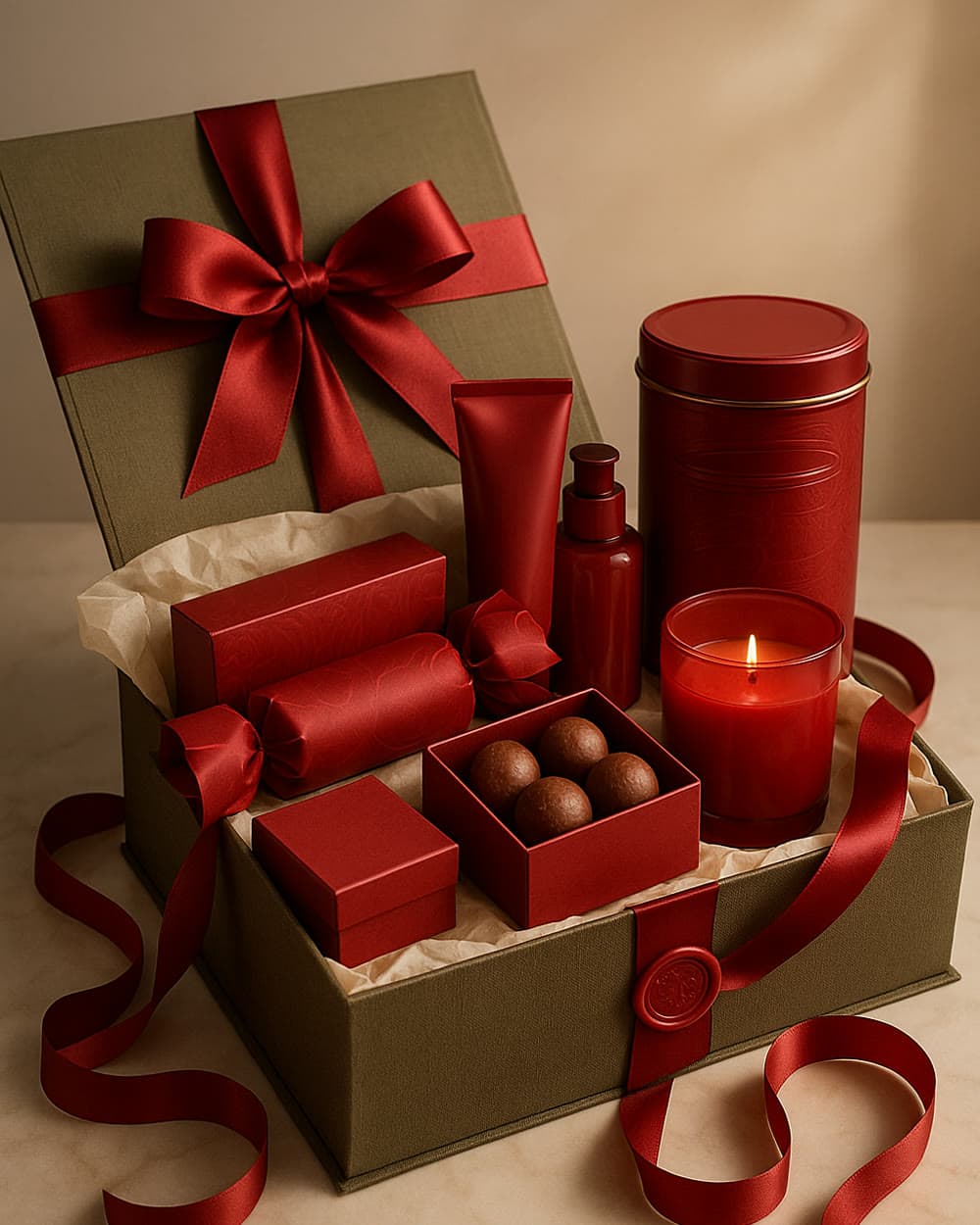 Red hamper, composed